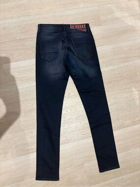 Ed Hardy Men's Black Skinny Jeans with Red Logo Patch